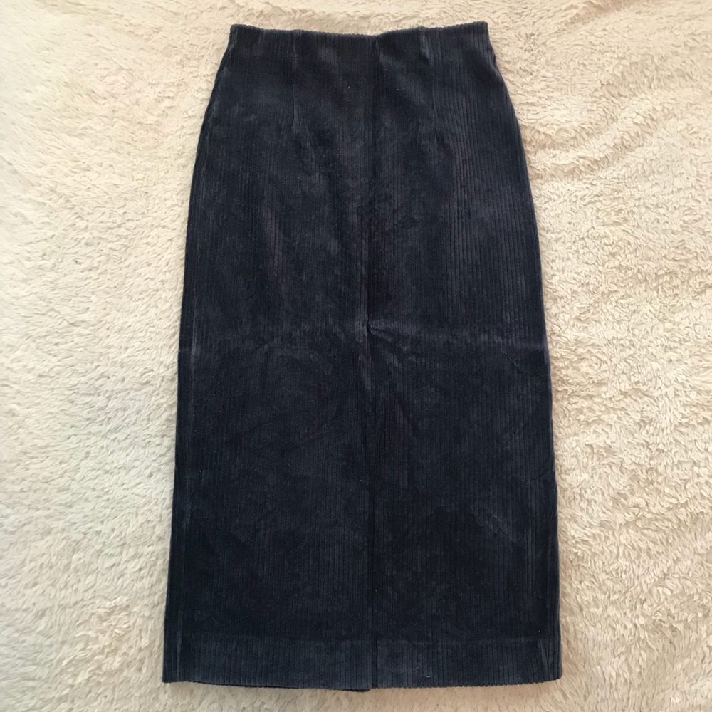 Michael Alexander Corduroy Navy Straight Skirt
